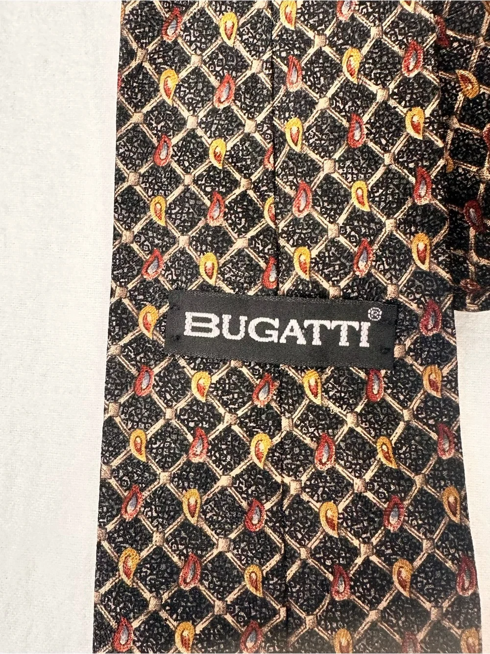 Bugatti Mens Tie Grey & Mauve Paisley Necktie Silk Office Party Wedding
